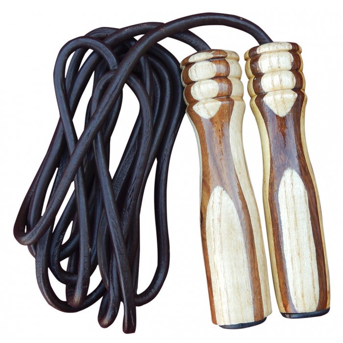 ARD MAX Leather Skipping Rope Weight Wood Handle Exercise Fitness Speed Jump